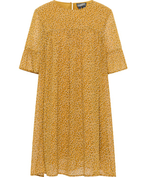 Dieses wunderschöne Kleid von Dreimaster Vintage überzeugt in jeder Hinsicht. Das Blumenmuster bekräftigt die vielen verspielten Aspekte des Kleides, wie die Ärmel und dem komfortabelen Schnitt. Das weiche Material  bietet Ihnen ein hervorragendes Gefühl auf der Haut und das Unterkleid sorgt für ein angenehmes tragen. Kombiniert mit Sandalen und einer kleinen Umhängetasche haben Sie das ideale Outfit für ein Treffen mit Freunden.  Kleid
