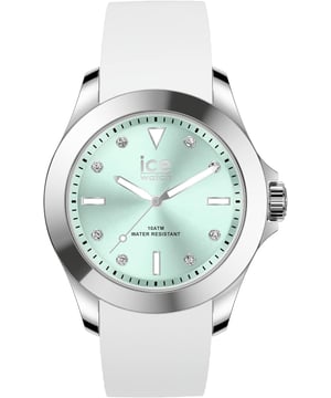 Diese Ice Watch Ice Steel - Classic - White Pastel Green Analog Uhr für  Damen ist das perfekte Accessoire zum tragen oder verschenken. Ihr Weiß 40 mm Rund Gehäuse kombiniert mit dem bequemen Silber Armband aus  Silikon garantiert, dass Sie diese atemberaubende Uhr kompromisslos genießen werden. Angetrieben von einem hochwertigen Quarz Uhrwerk und wasserdicht bis 10 bars, läuft Ihre Uhr stets weiter. Diese Uhr mit einem superweichen Silikonarmband verleiht all Ihren Outfits einen Hauch von lebendigem Stil! Diese Analoguhr verfügt über eine Kalenderfunktion: Datum, leuchtende Zeiger und leuchtende Zahlen. Diese hochwertige Uhr hat ein Silber Silikon Band ( 19 cm Länge und 19 mm Breite) mit einer Dornschließe Gehäusedurchmesser: 40 mm,Gehäuse Höhe: 12 mm, Gehäusefarbe: Weiß, Zifferblattfarbe: Grün