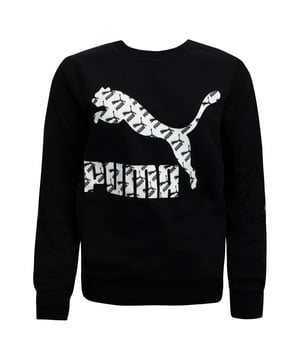 Puma Logo Crew Füllung Sweatshirt Grafikpullover Schwarz - Herren