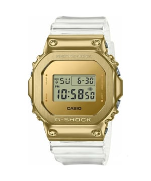 This Casio G-shock Digital Watch for Men is the perfect timepiece to wear or to gift. It's Gold  Rectangular case combined with the comfortable Transparent Plastic watch band will ensure you enjoy this stunning timepiece without any compromise. Operated by a high quality Quartz movement and water resistant to 20 bars, your watch will keep ticking. This trendy watch is the greatest gift for your family and friends -The watch has a calendar function: Day-Date, Stop Watch, Countdown, Alarm, Light High quality 21 cm length and 24 mm width Transparent Plastic strap with a Buckle Case Measurement: 35x43 mm,case thickness: 12 mm, case colour: Gold and dial colour: Gold