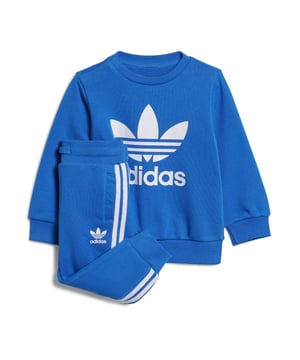 Dress them up in iconic sporty style. A big contrast Trefoil logo and 3-Stripes give this infants' outfit an authentic look. Both pieces are made of a cosy  soft French terry. Hidden shoulder snaps on the sweatshirt make it easy to slip on and off.Ribbed crewneckLong sleeves with ribbed cuffs; Ribbed pants cuffsRegular fit is not tight and not loose  the perfect in-between fit70% cotton  30% polyester (recycled)