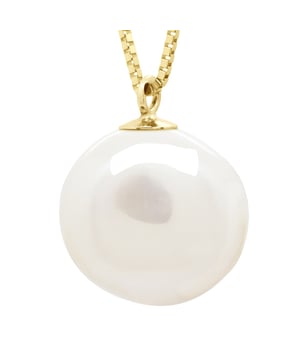 Halskette, echte Süßwasser-Zuchtperle, Barock, 12–13 mm – FARBE NATURPERLE WEISS – Kette Venezianisch aus Gelbgold – Länge 42 cm – Lieferung mit Echtheitszertifikat und internationaler Garantie – HERGESTELLT IN FRANKREICH –