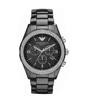 Japanese Made Quartz Chronograph Movement. 43mm x 11mm Black Polished Ceramic Case. Solid Stainless Steel Caseback and Crystal Set Bezel. Push-Pull Crown. Black Mother of Pearl Dial. Luminous Stainless Steel Hands and Arabic Numbered Indexes. Date At 4 O'Clock. 3 Sub-Dials. 21mm Width Black Ceramic Bracelet with Hidden Deployment Clasp. Water Resistant to 30 Meters 3ATM. This watch is , comes with the correct Box and Paperwork and 2 Years International Warranty.