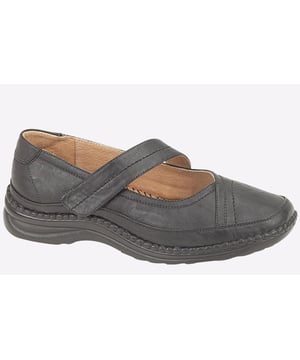 Perfect for casual wear or comfortable wear at work, these Boulevard women's shoes feature black colourway with a secure strap across the top of your foot and intricate stitch detailing for added visual appeal.
- Synthetic upper
- Soft leather lining
- Wide fit design
- Secure hook-and-loop strap
- Durable rubber outsole