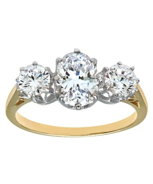 9K (375) geel- en witgoud: 1,7 gram; # Zirkonia