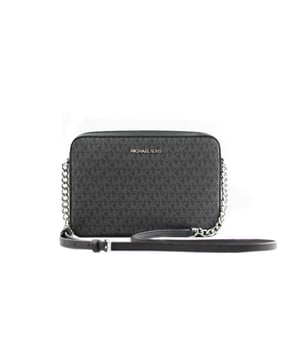 Michael Kors Umhängetasche.
 Rechteckige Form.
 Langer verstellbarer Riemen, Kette und Leder.
 Aufbringung des Markennamens in Metallic-Optik auf der Vorderseite.
 Hauptreißverschluss.
 Innenfutter fortlaufend mit dem Firmennamen bedruckt.
 Fächer und Taschen innen.
 Nähte im Ton sichtbar.
 Diese mit Sorgfalt und Details gefertigte Tasche ist das perfekte Accessoire für jede Frau.
 Maßnahmen: Höhe x Breite x Tiefe: 16 x 23 x 5 cm.
 Komposition: 50 % PVC, 50 % Leder
 Pflege:
Mit einem feuchten Tuch reinigen.