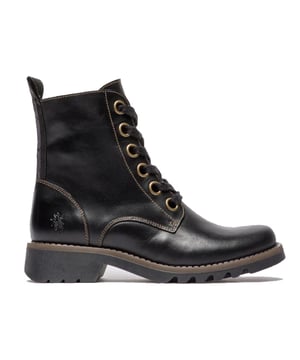 The RAGI539FLY boots from Fly London bring a stylish edge to any wardrobe. Crafted with premium Rug leather and textile, these ankle boots feature a high-profile design for secure ankle support. The soft textile lining and foam-padded, removable insole ensure comfort, while the chunky rubber sole provides excellent grip and traction. With a 4cm heel, these lace-up boots are as functional as they are fashionable. perfect for all-day wear, Premium Rug leather and textile, upper Foam-padded, removable insole for support, High-profile design for ankle stability, Durable rubber sole, 4cm heel, Lace-up closure for a secure fit.