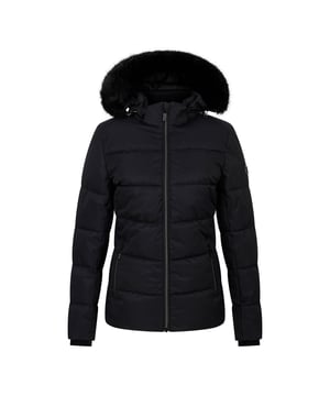 Material: Recycled. Design: Badge, Contrast, Logo, Plain. Fabric Technology: Breathable, DWR Finish, Insulating, PFC Free, PFOA Free, PFOS Free, Showerproof, Water Repellent, Waterproof. Chin Guard, Detachable Snowskirt, Inner Sleeve Cuff, Padded, Stretch Panels. Neckline: Hooded. Sleeve-Type: Long-Sleeved. Hood Features: Adjustable, Detachable Faux Fur Trim, Sew-On. Pockets: 2 Side Pockets, Zip, 1 Inner Pocket, Mesh Pocket, Ski Pass Pocket. Fastening: Full Zip. Hem: Adjustable, Shockcord Hem. 6 UK: 30 in. 8 UK: 32 in. 10 UK: 34 in. 12 UK: 36 in. 14 UK: 38 in. 20 UK: 45 in. 18 UK: 43 in. 16 UK: 40 in.