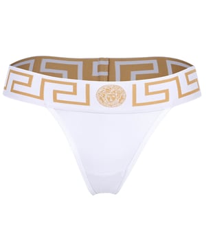 VERSACE Damen String TOPEKA aus hochwertiger Baumwollmischung mit Organic Cotton. Elastischer Bund mit Greca-Muster.