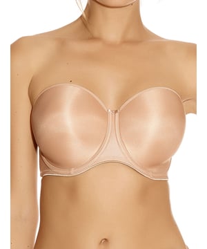 Fantasie Smoothing Moulded Strapless Bra in Nude. With gripper elastic, medium coverage and adjustable straps. Product is made of 8% Nylon/Polyamide, 6% Cotton, 2% Elastane, 51% Polyester, 33% Polyurethane and is hand-wash only.