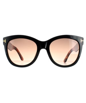 Tom Ford Cat Eye Womens Black Havana Brown Gradient Wallace FT0870 Die Sonnenbrille hat eine Katzenaugenform, die aus leichtem Acetat hergestellt wird. Die dicken Tempel verfügen über die ikonische T Tom Ford Unterschrift, um diese glamouröse und auffällige Tom Ford Sonnenbrille zu ergänzen.
