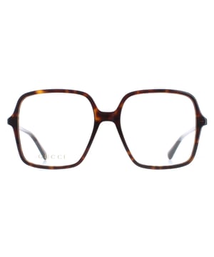 Gucci Square Womens Dark Havana  GG1003O  Glasses are a oversized square style crafted from lightweight acetate. The Gucci emblem features on the slender temples for brand recognition.