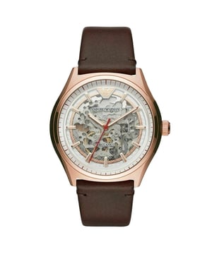 Specificaties Merk Emporio Armani Model AR60005 Barcodenummer 723763258982 Geslacht Heren Diameter 43 mm Case Materiaal Roestvrij Staal Kleur Case Niet Beschikbaar Kleur Wijzerplaat Zilver Band Materiaal Roestvrij Staal Kleur Bruin Beweging Automatisch Chronograaf Nee Waterbestendigheid Niet Beschikbaar