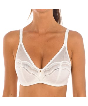 Playtex underwired bra.
 Off-white color
 Made in lace embroidery, for a feminine and refined style.
 Cups with foam.
 Elastic and adjustable straps.
 Back closure with four position brackets.
 Elastic sides.
 Seams seen in tone.

 Composition: 78% Polyamide, 22% Elastane

 Handwash.
 - Do not use bleach.
 - Do not use dryer.
 - Do not iron.
 - Do not dry clean.
 Composition: 78% Polyamide, 22% Elastane
 Care:
Handwash.
 - Do not use bleach.
 - Do not use dryer.
 - Do not iron.
 - Do not dry clean.