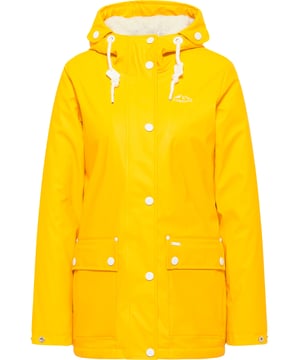 Mit dieser Regenjacke von ICEBOUND kommen Sie hervorragend durch den Herbst und Winter. Mit dem beschichteten Material und den komplett versiegelten Nähten beweist die Jacke Funktionalität, die sich bei Wind und Wetter beweist. Zum Wohlfühlen lädt das kuschlige Innenfutter aus Kunstfell ein, welches sich auch in der Kapuze wiederfindet und warmhält. Zusätzlichen Schutz bietet die Kapuze mit Regenschutz und Tunnelzug sowie der durch die Druckknopfleiste verdeckte Reißverschluss mit Kinnschutz. Neben all diesen Funktionen sorgen die Logo-Details für eine tolle sportliche Optik.  Regenjacke