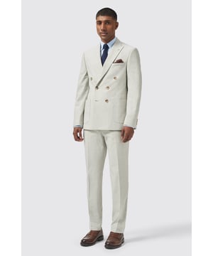 The Kemnal suit from Shelby &amp; Sons offers the perfect heritage-inspired addition to your formal Summer wardrobe. These flat front trousers are crafted from a cotton blend fabric, with a delicate puppytooth pattern in neutral stone tones. The Kemnal trousers are half lined to keep you cool in the Summer months. Featuring a clip fastening at the front, slanted front pockets, straight belt loops and rear jet pockets. We think this suit will make the ultimate formal summer wedding look. Pair this jacket with its matching Kemnal trousers for maximum impact.