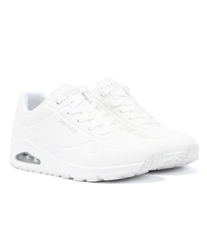 Discover the ultimate comfort with these sneakers crafted with a smooth synthetic Durabuck perforated upper for durability and style. Features Skechers Air-Cooled Memory Foam insole for enhanced comfort, pressure relief, and breathability. Equipped with Skech-Air visible air-cushioned midsole for superior cushioning and a flexible rubber traction outsole for stability.
