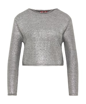 Metallic winter: deze gebreide trui van myMo ROCKS brengt je eindelijk de stijl die je al lang wilde. De all-over metallic print maakt deze oversized basic tot een instant highlight in je garderobe. De print is zo gezet dat de structuur van het grove breisel nog kan werken - wat samen met de opgerolde zomen meteen die rocky destroyed-look oplevert. De binnenkant van het breisel is onbehandeld en zacht, zodat de trui er niet alleen verdomd goed uitziet, maar ook warm en comfortabel draagt. Best gedragen met wat? Met je coolste jeans en laarzen, natuurlijk.