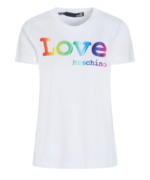 100% katoen; Ik hou van Moschino-top; Model: W4H0606M3876 A00; Hoogwaardige afwerking; Zacht katoen; Ronde hals, korte mouwen; Ik hou van Moschino-logodetails