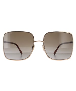 Jimmy Choo Square Womens Gold Havana Brown Gradient ALIANA/S  Sunglasses are sleek square frame, enhancing your facial features while providing optimal sun protection. The high-quality metal material used in their construction ensure durability and comfort, making them the ideal companion for both everyday wear and special occasions. The Jimmy Choo logo features on the slender temples for brand authenticity.