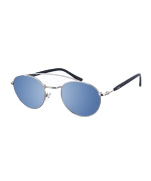 Gafas de sol Kypers con montura de metal.
Color Plateado
Forma ovalada.
Lentes de color Plateado
Patillas de metal y acetato, con el nombre de la marca grabado.
100% Protección UV. 
Cristales antirreflejo polarizados.

Medidas  Alto lente: 42 mm
Ancho lente: 48 mm.
Puente: 22 mm.
Patillas: 145 mm.

Limpieza y manutención:
-Limpiar las gafas con agua y jabón (neutro).
- No utilice paños sucios o abrasivos, que puedan alterar las características de los filtros.
- Utilice solo accesorios y repuestos originales.