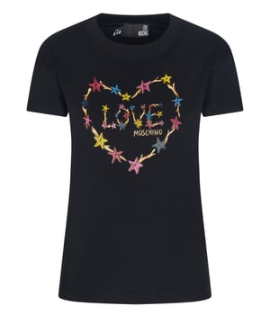 95% katoen, 5% spandex; Ik hou van Moschino T-shirt; Model: W4F302LE1951 C74; Hoogwaardige afwerking; Zacht katoen; Ronde hals, korte mouwen; Ik hou van Moschino-logodetails