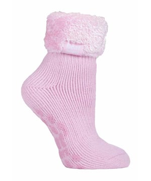 Lounge around the home in these cosy socks. Whether you're looking to stay warm or comfortable indoors, these lounge socks feature a cute and stylish design so you can pair them with any casual outfit! Every Heat Holders® sock, including these lounge socks, are created by UK PATENTED knitting technology. This unique manufacturing process together with Heat Holders® innovative Japanese designed thermal yarn ensures maximum warmth is held close to the skin, keeping your feet warmer for longer. With a strong TOG rating of 2.34, these socks are designed to keep your feet warm as well as retain heat close to the skin. They also prevent your feet from feeling clammy with their soft brushed inner thermal lining. With long pile cushioning, these thermal socks will help keep feet fully comfortable and supported. Heat Holders are made from a specially developed heavy bulk yarn which has extreme thermal-like qualities. These socks would make the perfect gift for any woman who suffers cold feet! Choose from our different colours and styles to suit your woman's fashionable needs! Why not treat yourself to these lovely pair of cosy socks to wear in bed? Featuring a turn over cuff, you can pull up or roll down these socks for a much more comfortable fit! These socks also have a low cut ankle length so you can subtly show off your socks! Stop sliding or slipping on wooden or tiled floors with these non-slip gripped socks. They feature a rubber-like non-slip grip so you can walk around the home comfortably. These socks are available in womens sizes 4-8 UK