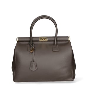 Damenhandtasche mit zwei Fächern und abnehmbarem Schultergurt. Italienisches handgefertigtes Produkt aus echtem Dollarleder. Hergestellt in Italien