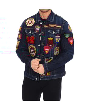 Denim jacket Dsquared2.
 Lapel collar.
 Button closure on the front.
 Patch print with brand motifs.
 Button closure cuffs.
 Composition: 99% Cotton, 1% Elastane
 Care:
Wash at maximum temperature 30º.
 Iron at low temperature.
 Do not use bleach.
 Do not use dryer.
 Do not dry clean.