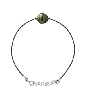 Armband Echt gekweekte parel Tahitian Ringed 10-11 mm - Colori Rainbow - A + Kwaliteit - Link Nylon ZWART - sluiting 925 - Lengte: 18cm - Wordt geleverd in een doos met een certificaat van echtheid en een Internationale Garantie - Al onze sieraden zijn in Frankrijk .