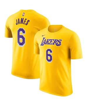 Let your young Lakers fan showcase their love for LeBron James with the Nike NBA LA Lakers 6 James LeBron N&N Kids T-Shirt. Combining high-quality materials with bold team graphics, this t-shirt is perfect for game days, school, or casual wear. 
Key Features: 
-Official Player and Team Graphics: 
Features LeBron Jamesâ€™ name and number 6, along with the LA Lakers logo, providing an authentic and stylish look for young fans. 
-Premium Fabric: 
Made from a high-quality cotton blend, this t-shirt offers a soft, comfortable feel that is perfect for all-day wear. 
-Breathable and Lightweight: 
Designed with breathable and lightweight fabric to keep kids cool and comfortable, whether they're playing sports or just hanging out. 
-Classic Fit: 
Provides a classic fit that ensures a relaxed and comfortable silhouette, accommodating various body types and activities. 
-Stylish Design: 
The t-shirt's design incorporates bold Lakers colors and distinct LeBron James graphics, creating a standout piece that highlights team pride. 

Equip your child with the Nike NBA LA Lakers 6 James LeBron N&N Kids T-Shirt for a perfect blend of comfort, style, and fan pride. Ideal for supporting LeBron James and the LA Lakers during game days, sports activities, or everyday wear.