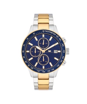 With the date, stopwatch, 3 auxiliary dials and rotatable bezel with tachymeter, the RHODENWALD & SOHN clock manufacturer combines the most popular chronograph highlights in a modern timer. The robust bicolor-steel case with partial IP coating in yellow gold enthusiastically enthusiastically with the classic tricompax arrangement of the totalists, combined with subtle line indices and luminic arrow pointers The exclusive design is rounded off by a bicolor structure bracelet made of stainless steel with practical safety folding. The interior even meets high demands: a high -quality quartz train ensures the best precision.