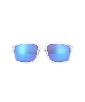 Oakley Sunglasses Gibston OO9449-04 Polished Clear Prizm Sapphire are a highly wrapped design for protection from all angles, and is equipped with classic Oakley features for a high quality finish. Three-point fit, lightweight O Matter frame and designed to be hat compatible and extended peripheral view temple design.
