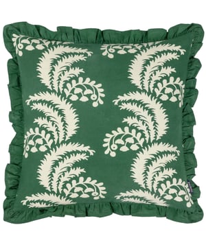 In deep, rich, trending tones the Montrose cushion is adorned with printed sweeping leaves and berries to create a modern luxury feel to this exquisitely designed piece. Surrounding the face is a pleated fringed trim to give the design extra gravitas, as it sits proudly on your soft furnishings. An ideal cushion for adding a piece of contemporary class to your residence.