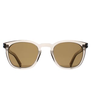 Saint Laurent Round Unisex Transparent Beige Brown SL28  Sunglasses have a reel retro feel but this look is bang up to date and very on trend. The keyhole bridge and front metal accents along with the rounded lens shape give a really must have look.