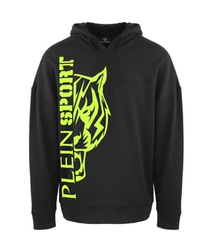 Mejora tu estilo atletico con el jersey negro con logo y parche Sport de Plein. Esta elegante sudadera con capucha a�ade credibilidad urbana instantanea a tu look de entrenamiento. Mantengase abrigado y comodo mientras hace una declaracion con el iconico logotipo de Plein. !Mejora tu guardarropa y mejora tus entrenamientos con esta pieza imprescindible! 52 % algodon, 48 % poliester, ropa deportiva Marca Plein grande en la espalda, parche de cuero en la capucha Corte entallado Codigo de estilo: FIPSC1312 99