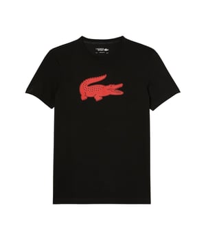 Lacoste SPORT 3D Print Crocodile Breathable men's T-shirt- Ribbed crew neck with tone-on-tone print on inner neck- Ultra-dry technical cotton blend jersey- 3D crocodile print on chest- - -