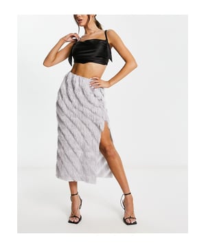Grey pencil skirt emoji top