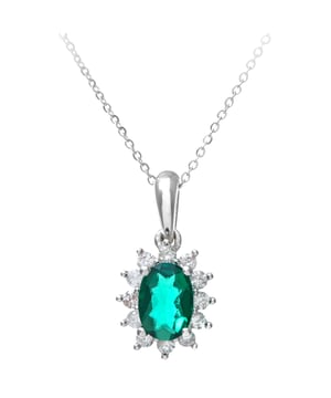 18K (750) witgoud: 2,2 gram; # Diamant: 0,25 ct; # Smaragd: 0,6 ct