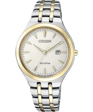 This Citizen  Analogue Watch for Women is the perfect timepiece to wear or to gift. It's Multicolour 32 mm Round case combined with the comfortable Multicolour Stainless steel watch band will ensure you enjoy this stunning timepiece without any compromise. Operated by a high quality Eco-Drive movement and water resistant to 3 bars, your watch will keep ticking. This high quality watch has an Eco-drive technology (Recharged by any light source; no need for ever a battery)  -The watch has a Calendar function: Date, Solar Powered High quality 19 cm length and 15 mm width Multicolour Stainless steel strap with a Fold over with push button clasp Case diameter: 32 mm,case thickness: 7 mm, case colour: Multicolour and dial colour: White