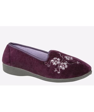 Classic, stylish, and comfortable, these Zedzzz Jenny slippers are presented with a chic embroidered design on a soft velour upper, with a padded footbed perfect for relaxing in and around the house.
- Velour upper
- Embroidered floral design
- Slip on design
- Padded footbed
- Textile Covered Injected PVC Sole