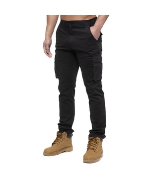 Enzo Herren Cargo Straight Fit Denim-Hose. Mit 2 Schlitztaschen vorne, 2 seitlichen Cargo-Taschen und 2 Gesäßtaschen. Zip Fly-Verschluss. Ideal für Freizeit- und Arbeitskleidung.