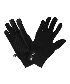 Gewebetechnik: Atmungsaktiv, isolierend, Stretch, wasserabweisend, windbeständig. Elastan, Polyester. Marke: Regatta. Clip. Strukturierte Handfläche, Fingerspitzen für Touchscreen. Design: Logo, Aufschrift. Bündchen: Elastisch.