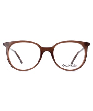 Calvin Klein Round Womens Milky Brown CK19508  Glasses are a stylish and bold accessory that will make a statement with any outfit. These glasses feature a unique and contemporary design, with a sleek round frame that is both eye-catching and fashionable. The frame is made from high-quality acetate that is lightweight and durable, ensuring long-lasting wear and comfort.
