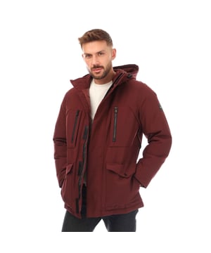 Mens Boss Donatis1 Jacket in red.- Detachable hood.- Concealed zipper with snap placket.- Dual waist pockets.- Ample zip pockets.- Ribbed storm cuffs.- Branding on the sleeve.- Seam-sealed construction.- Regular fit.- 100% Polyester.- Ref: 50491026604