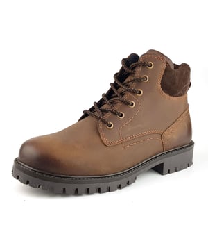 Men's lace up boots from Frank James showcase a sturdy design with a rounded toe, six eyelet lace up fastening and durable sole with excellent grip. For comfort, the boots are fitted with a padded collar and tongue. Complete with double stitch detail and a pull loop to the tongue for entry assistance. Subtle branding throughout