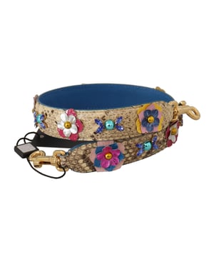 Authentic Dolce & Gabbana leather shoulder bag strap
  Made from pretty beige leather
  Features two gold-tone lobster clasps
  Designed for women
  Beige color with gold metal detailing
  Crafted with 100% Python Leather
  Includes logo details
  Made in Italy
  Measurements: 70cm x 3cm
Material: 100% Python Leather