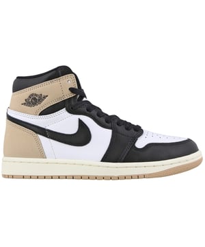 Retro High Tops, White Shoes, Nike White High Tops, 100% Leather, Air Jordans, Lace Fasten, High Tops, Branded Badge On Side And Front Of Shoe, Colour Block, Tan/White/Black