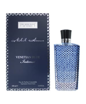 Venetian Blue Intense is an amber woody fragrance for men, launched in 2018 by The Merchant of Venice. The fragrance has top notes of Pineapple, Apple, Lemon and Bergamot; with middle notes of Black Pepper, Birch and Patchouli; and base notes of Moss, Ambergris and Musk. The fragrance Fruity, fresh and best worn between Spring time and Autumn.