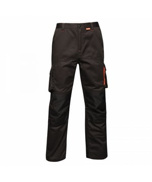 65% Polyester, 35% Katoen. Slijtvaste keperstof van polycarbonaat. Cordura onderzijde kniezakken. Gedeeltelijk elastische taille. Riemlussen. Versterkte naden met driedubbele stiksels.